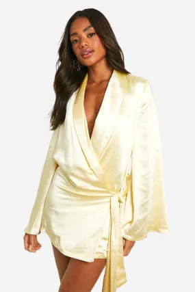 Satin Wrap Shirt Dress