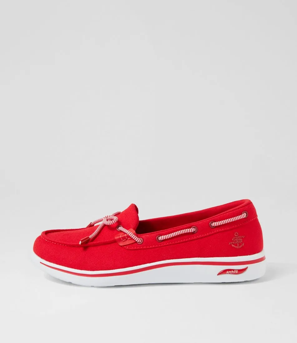 SKECHERS Arch Fit Uplift Red Fabric Sneakers