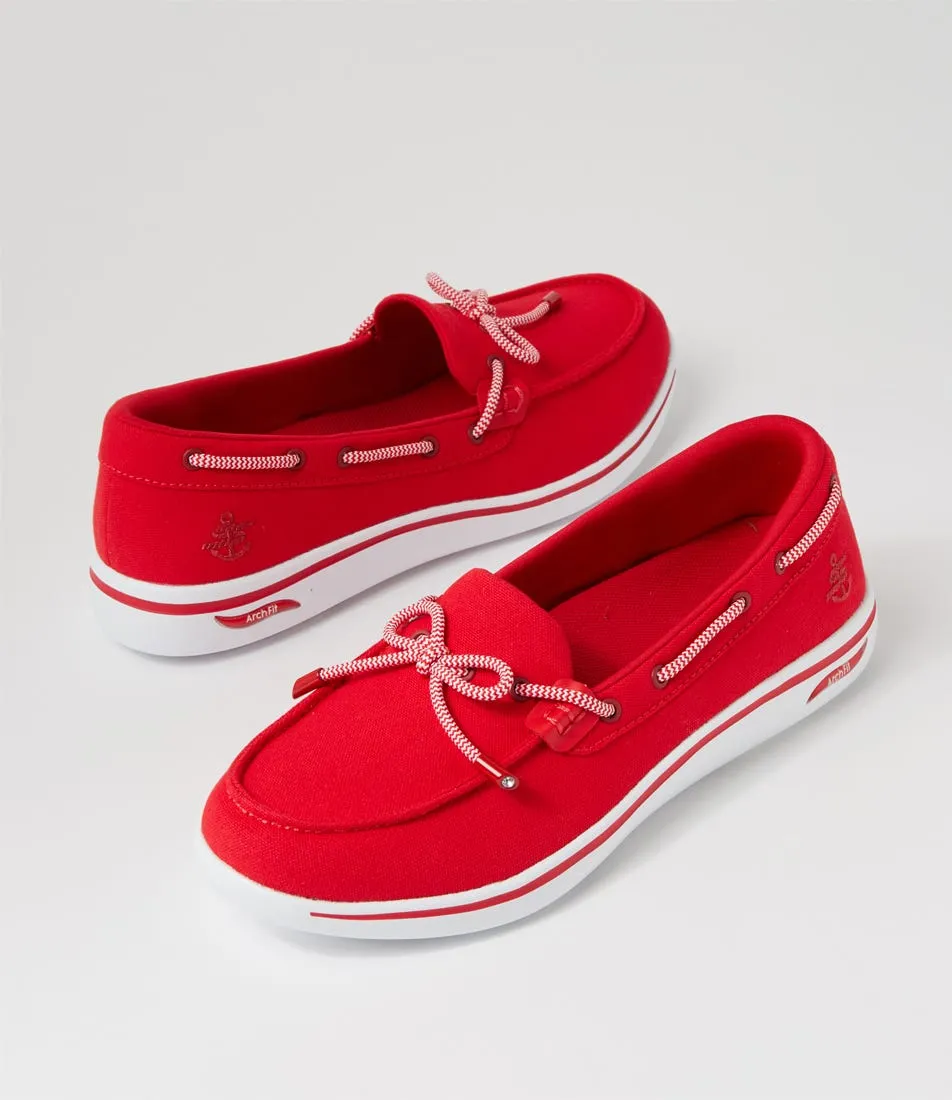 SKECHERS Arch Fit Uplift Red Fabric Sneakers