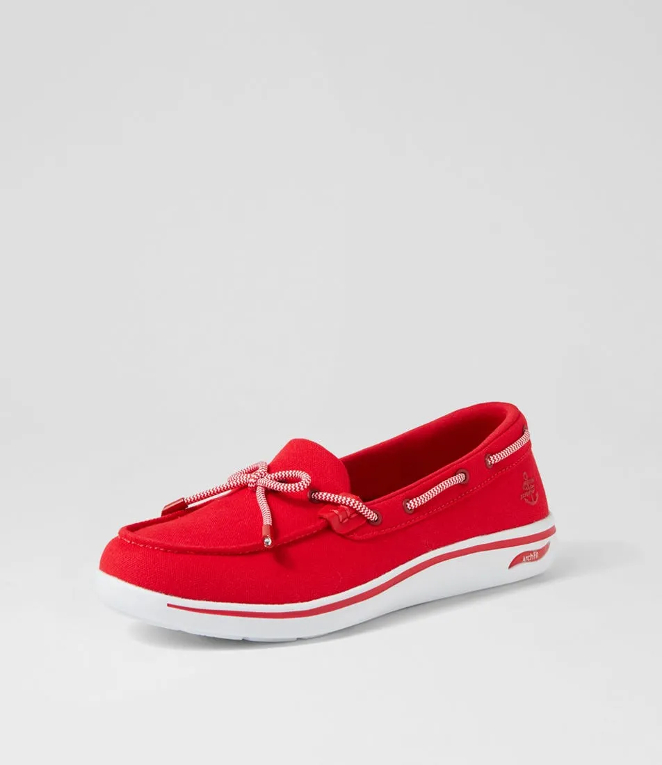 SKECHERS Arch Fit Uplift Red Fabric Sneakers