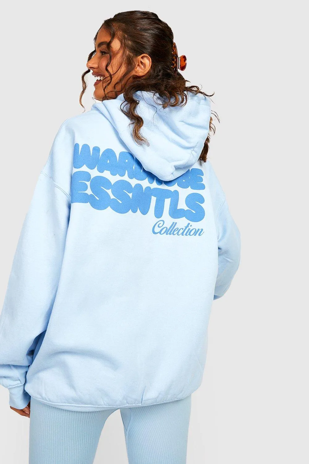 Slogan Puff Print Oversized Hoodie