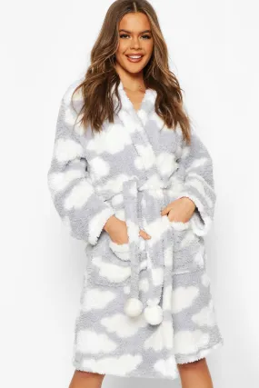 Soft Fleece Cloud Print Dressing Gown