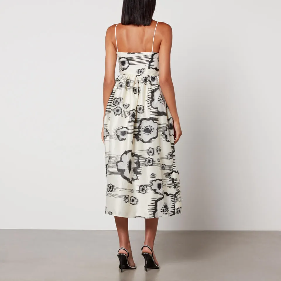 Stine Goya Abby Floral-Print Satin Midi Dress - XS | Coggles