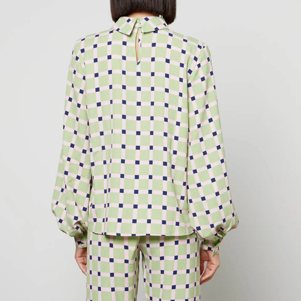 Stine Goya Ashley Checked Recycled Stretch-Cloqué Blouse - XS | Coggles