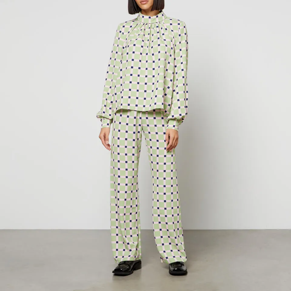 Stine Goya Ashley Checked Recycled Stretch-Cloqué Blouse - XS | Coggles