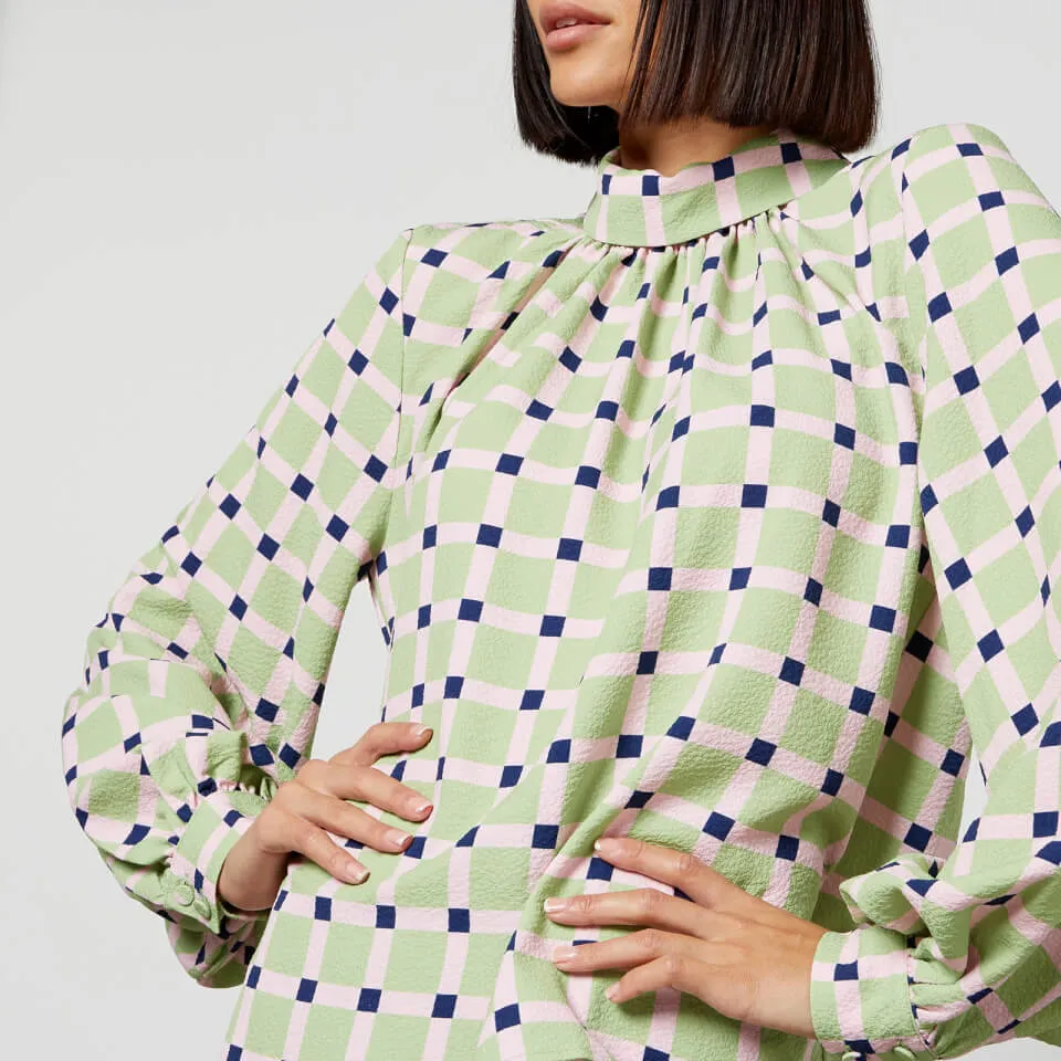 Stine Goya Ashley Checked Recycled Stretch-Cloqué Blouse - XS | Coggles