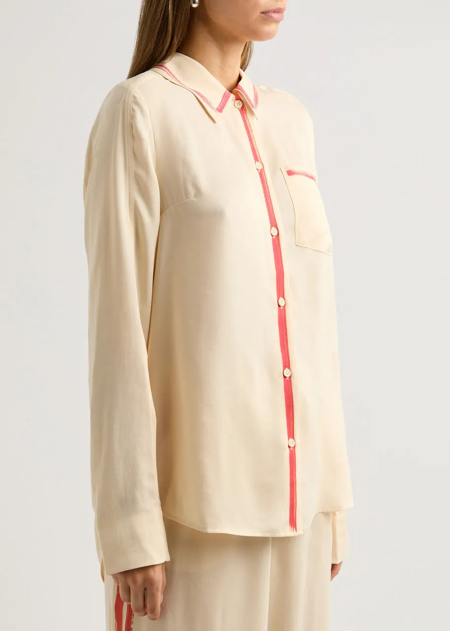 STINE GOYA Felix striped matte satin shirt  -                         -                     -                