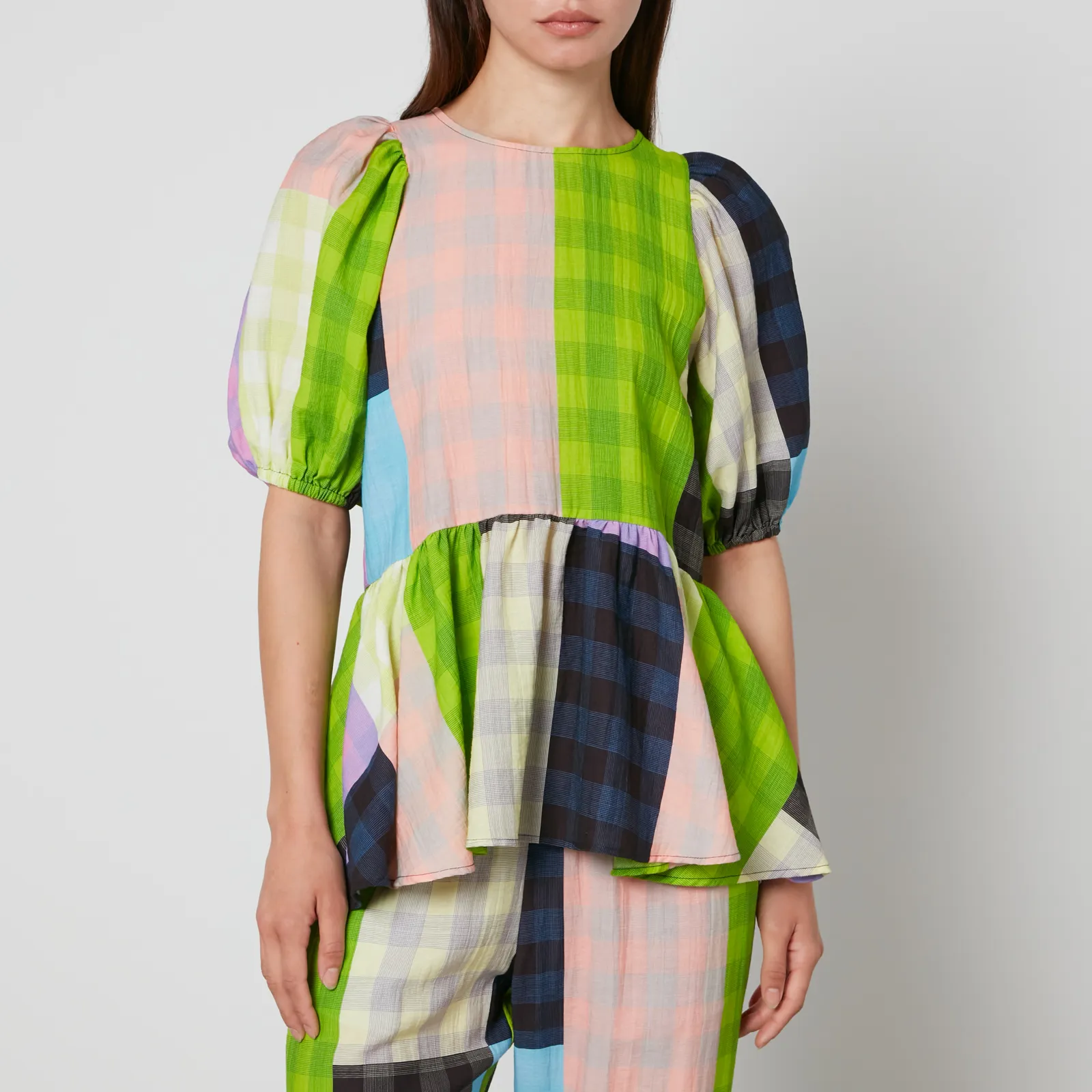 Stine Goya Liw Checked Jacquard Blouse - XS | Coggles