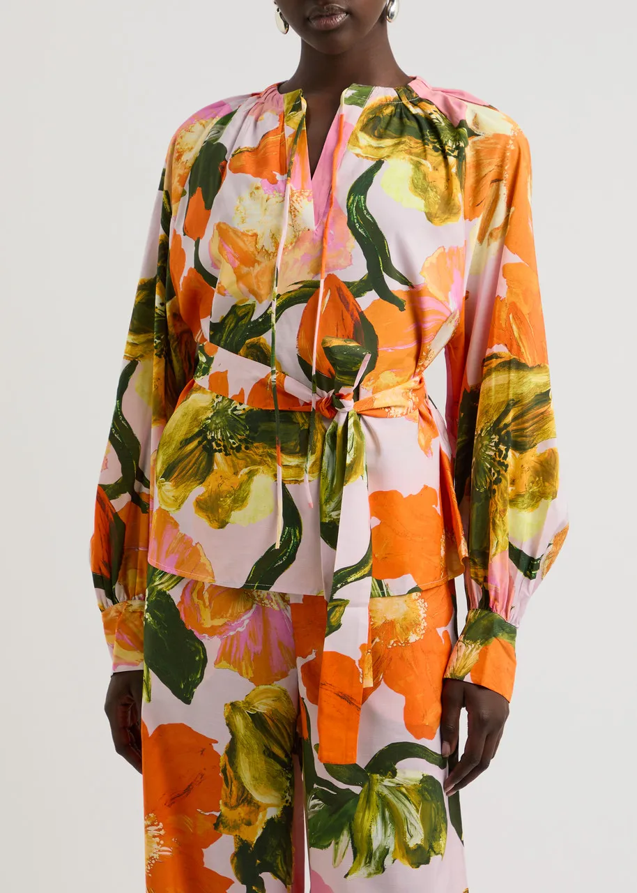 STINE GOYA Vianna floral-print belted blouse -                         -                     -                