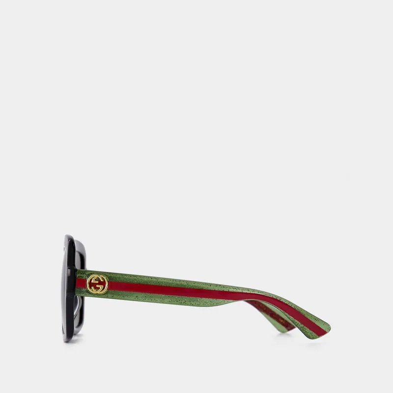 Sunglasses in Black/Green/Brown Acetate