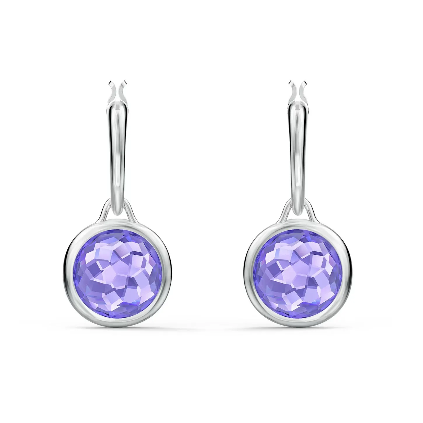 Swarovski Tahlia Hoop Earrings Round, Purple, Rhodium plated -5572586