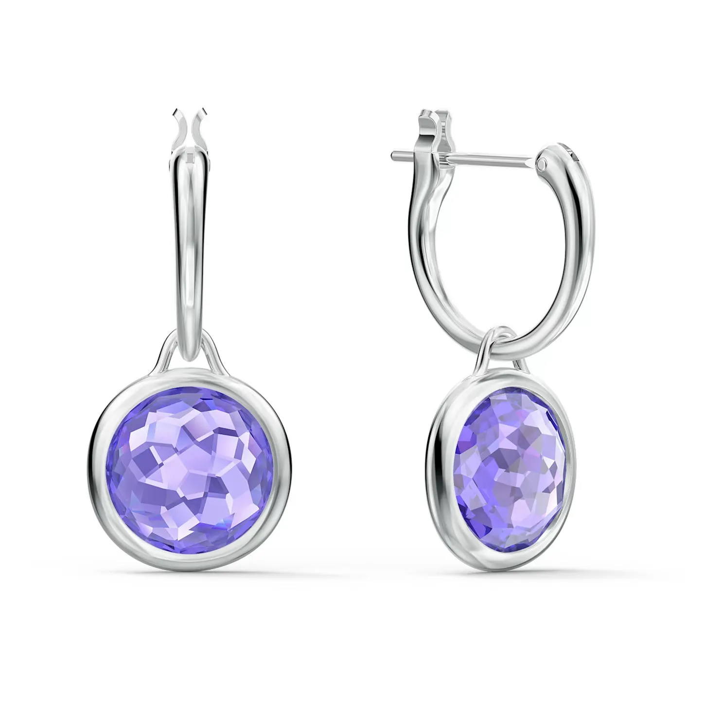 Swarovski Tahlia Hoop Earrings Round, Purple, Rhodium plated -5572586