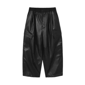 Synthetic Leather Wide BDU Pants