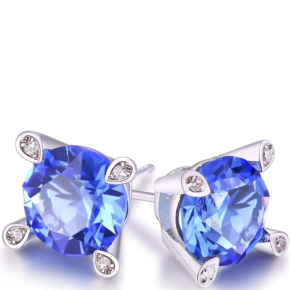 Tanzanite Stud Earring in 18K White Gold