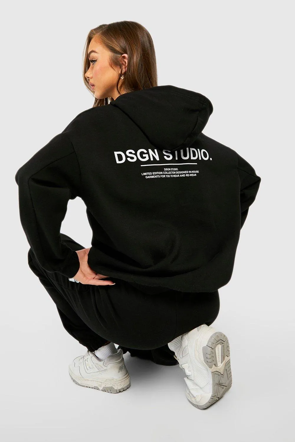 Text Back Print Oversized Hoodie