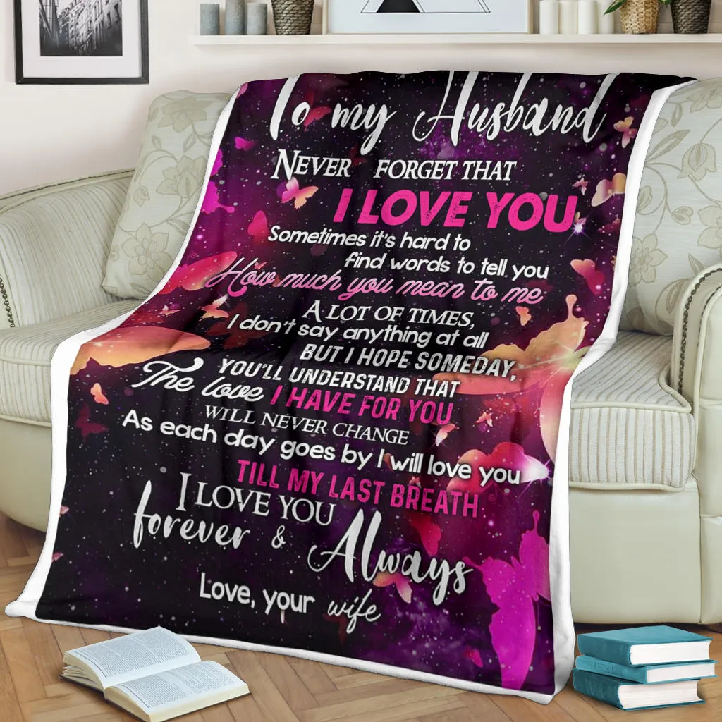 To My Husband Fleece Premium Blanket