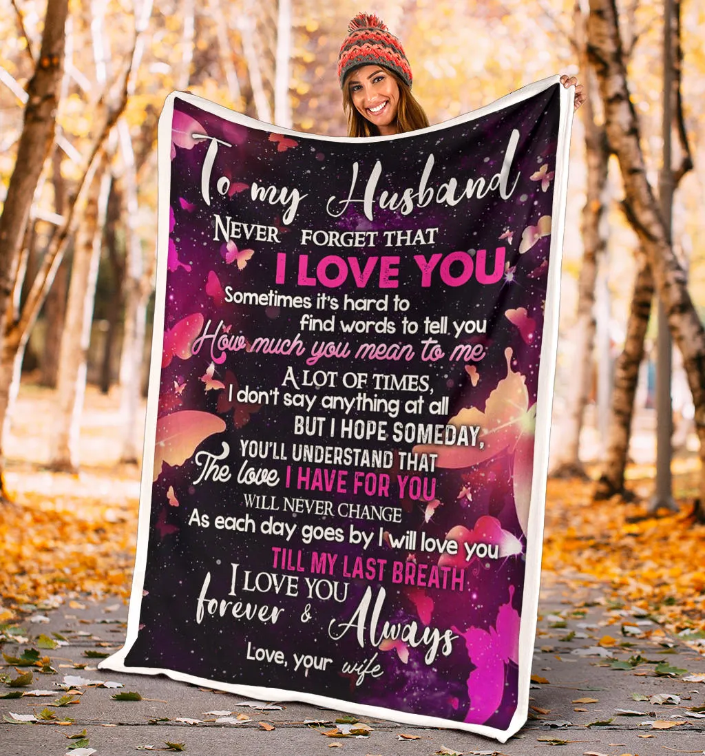 To My Husband Fleece Premium Blanket