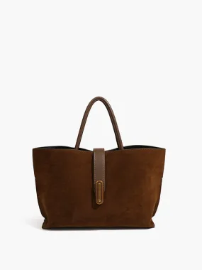 Top Handle Suede Compartment Bag