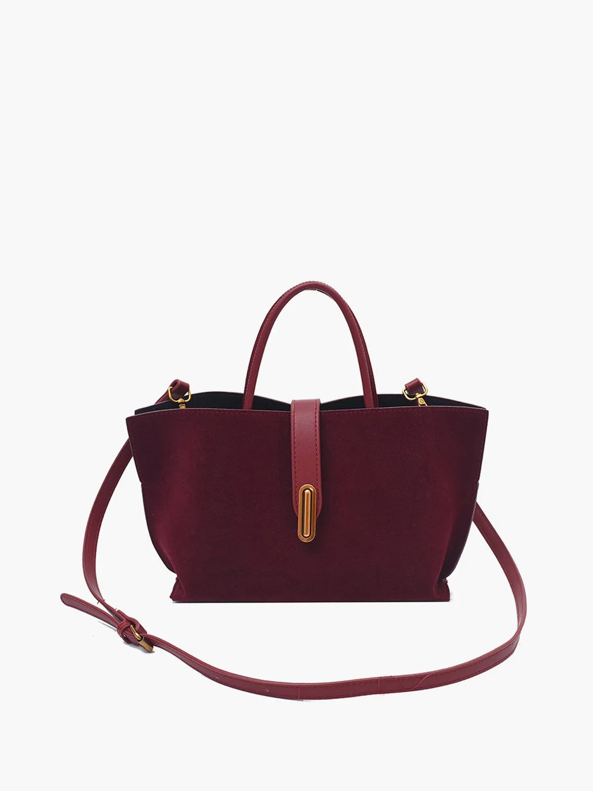 Top Handle Suede Compartment Bag