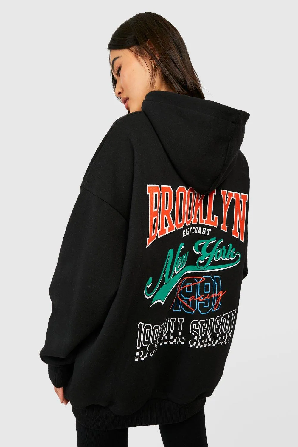 Varsity Motocross Back Print Super Oversized Hoodie