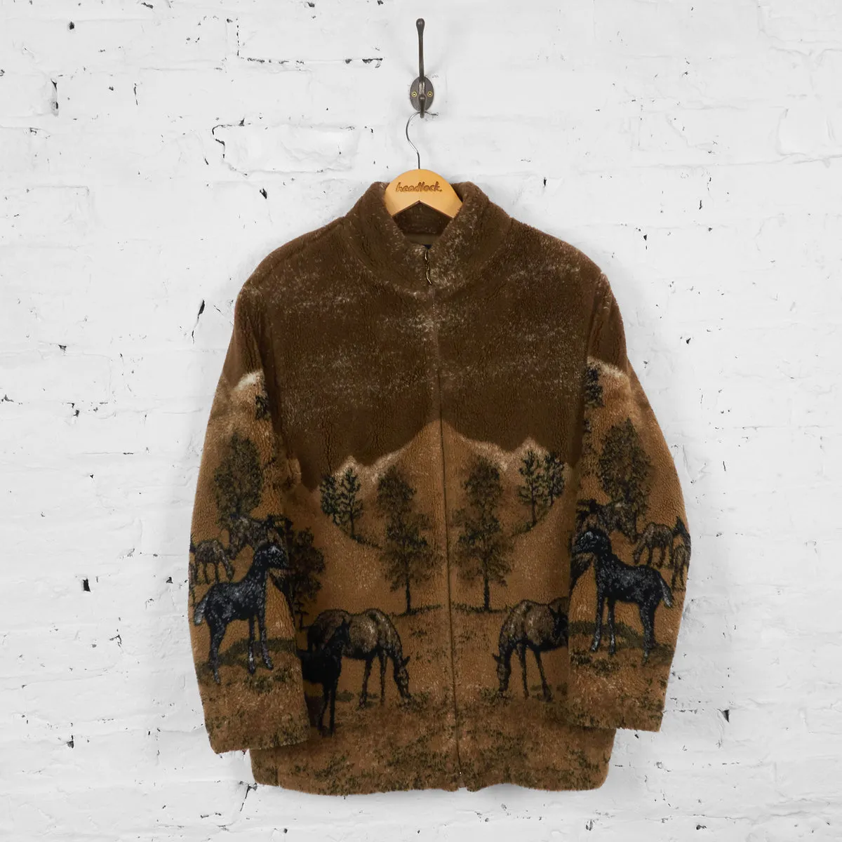 Vintage Horses Fleece - Brown - L