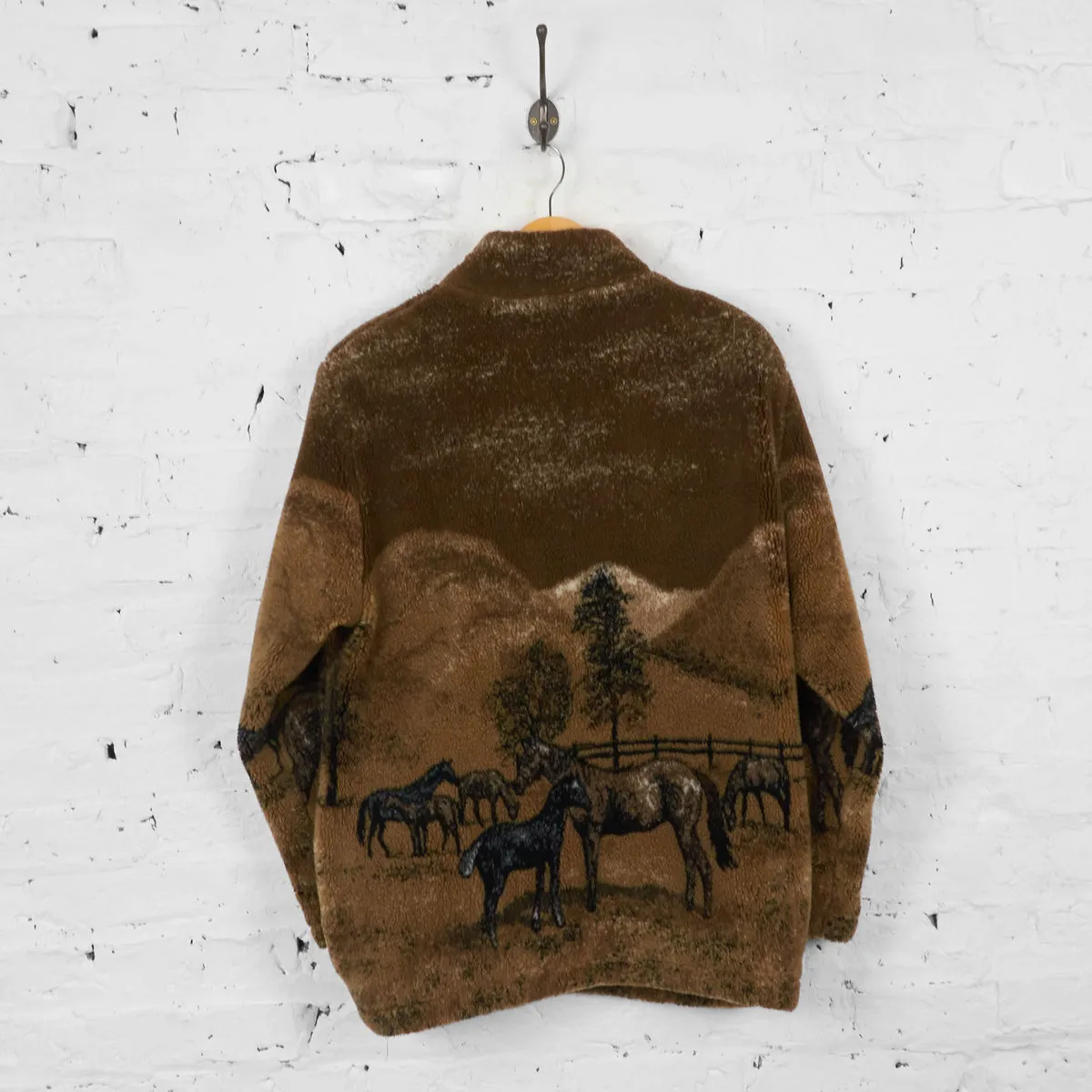 Vintage Horses Fleece - Brown - L