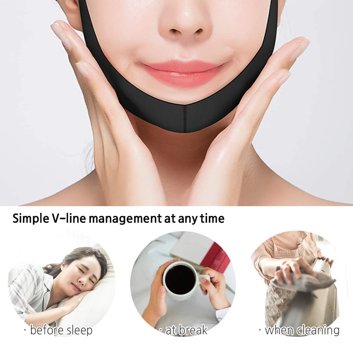 Wangskin Face V Line Lifting Band V shape Facial Slimming Chin Up Black