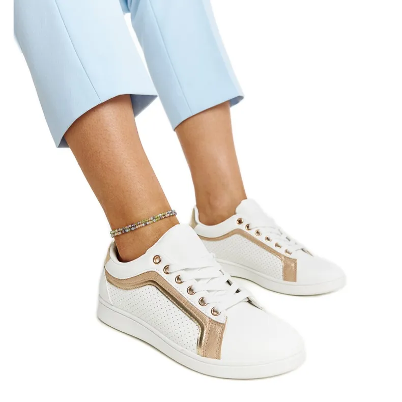 White and gold Amala platform sneakers