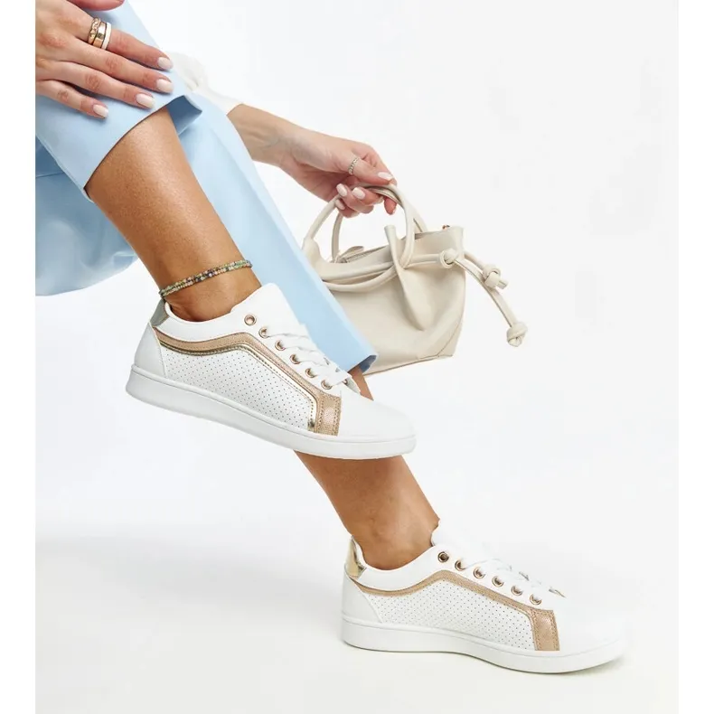 White and gold Amala platform sneakers