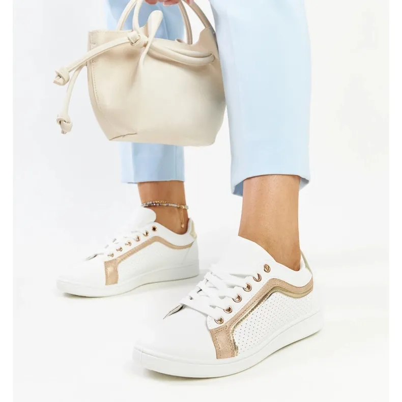 White and gold Amala platform sneakers