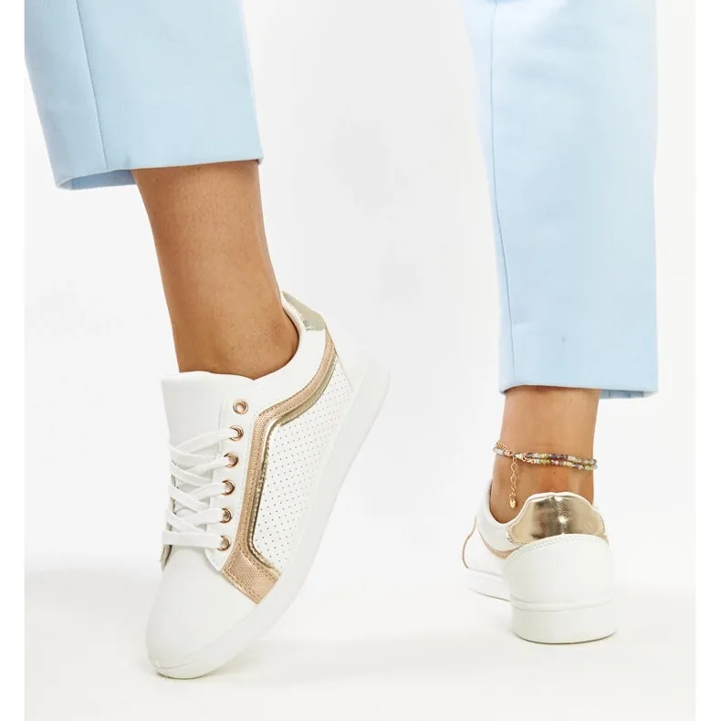 White and gold Amala platform sneakers