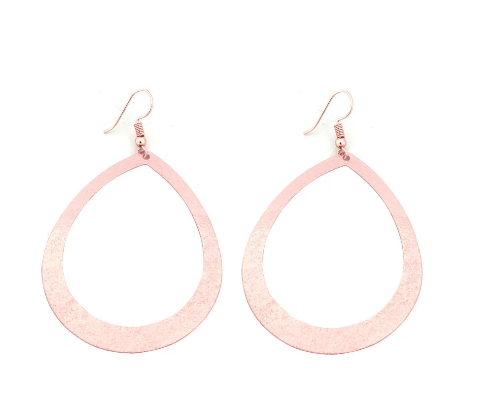 White gold Cut-out Teardrop Hoop Drop Earring