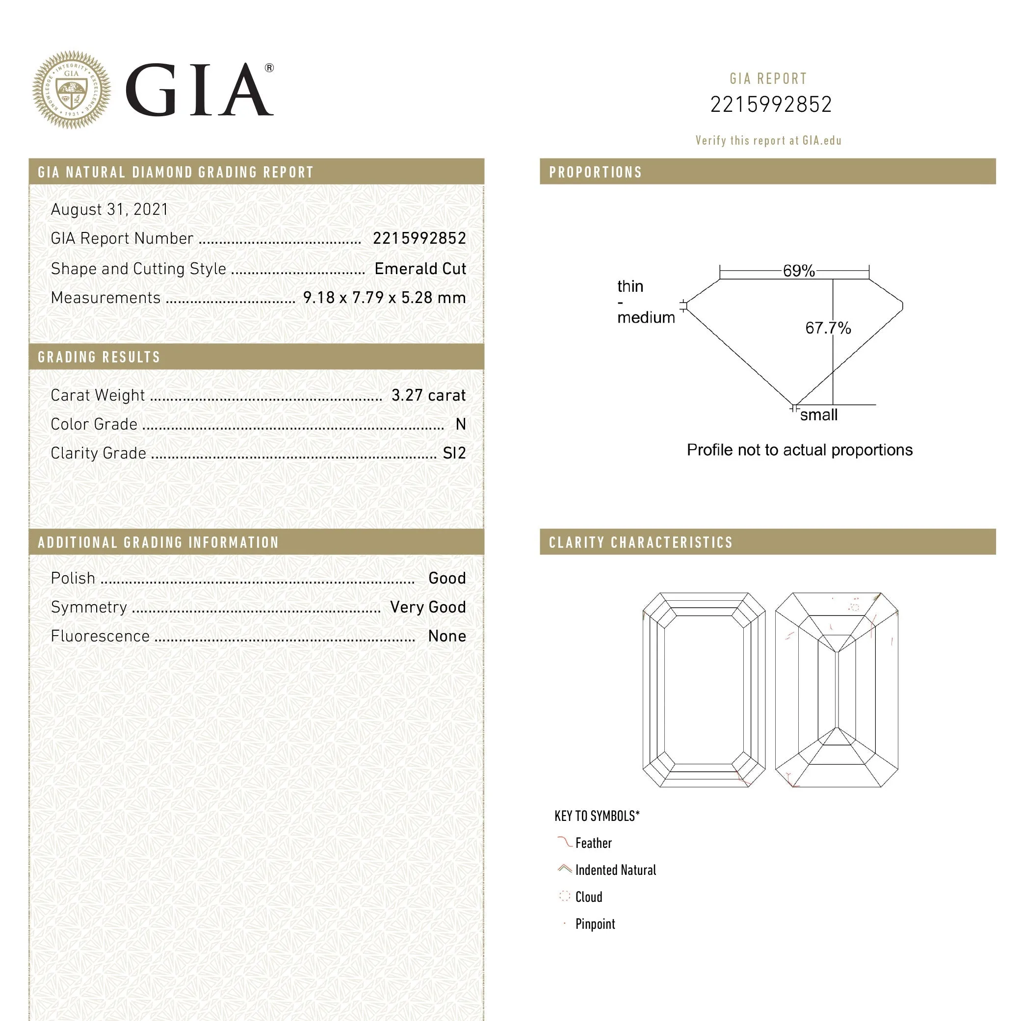 White Step Cut Diamond - 3.27ct Cut Corner Rectangle