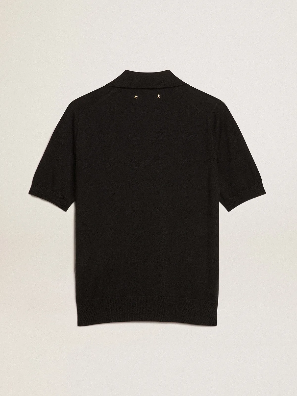 Women’s polo shirt in black merino wool