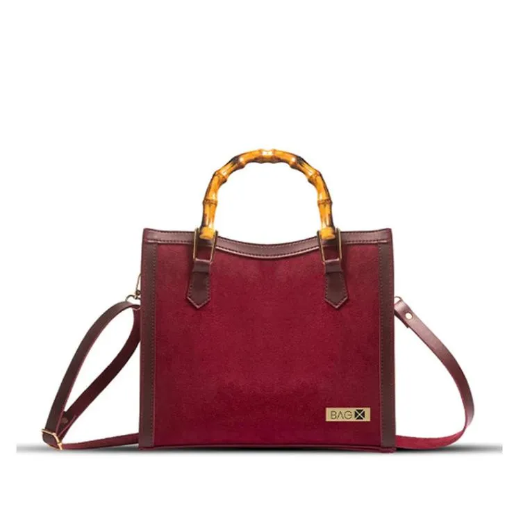 Wood Craft Suede bag maroon