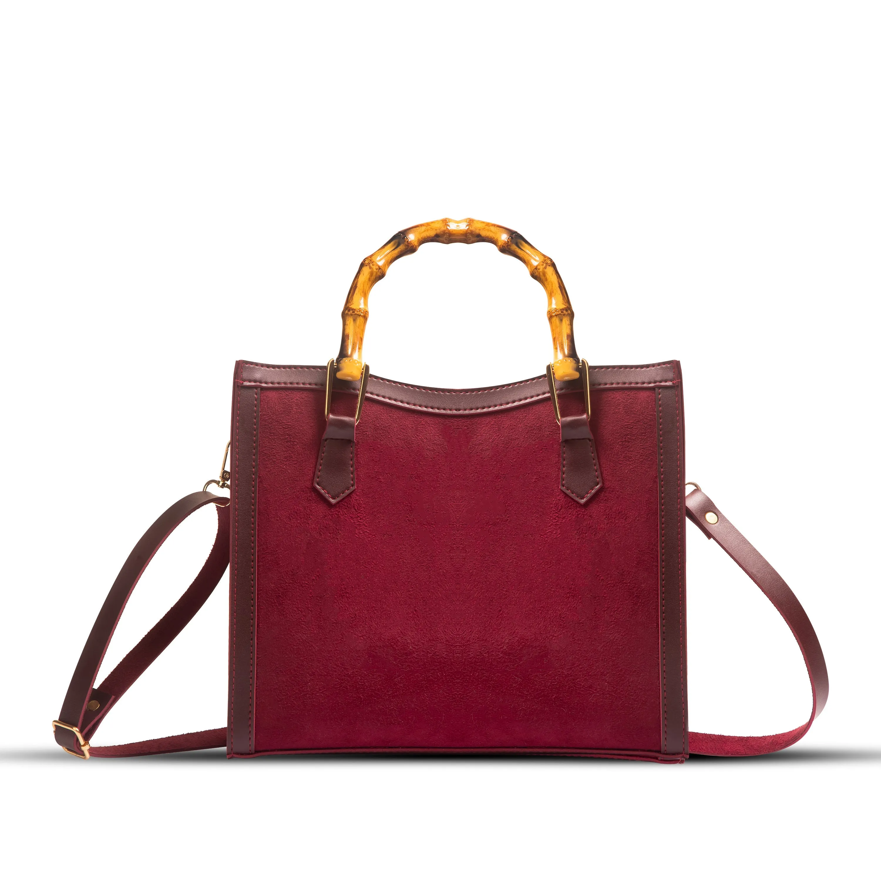 Wood Craft Suede bag maroon