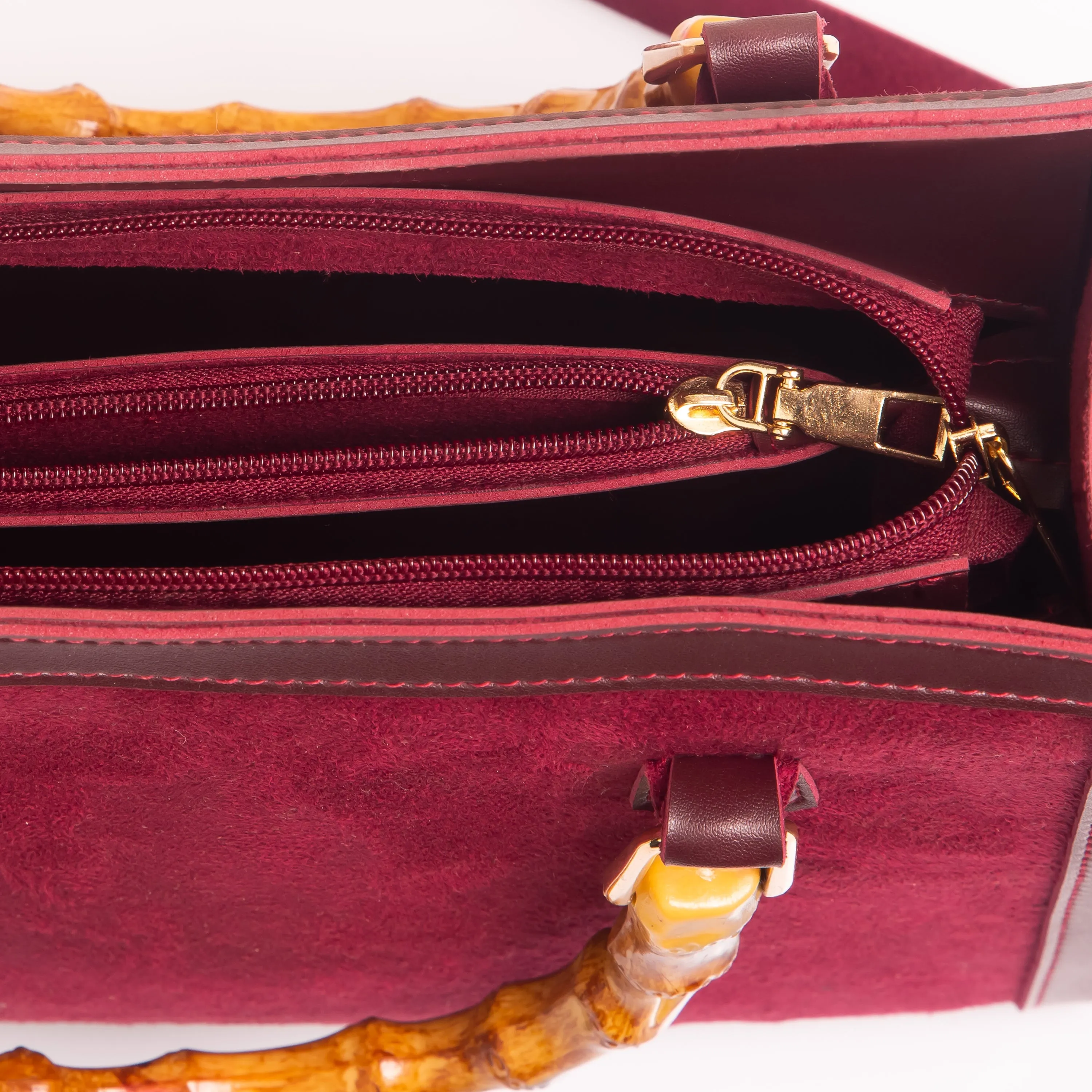 Wood Craft Suede bag maroon