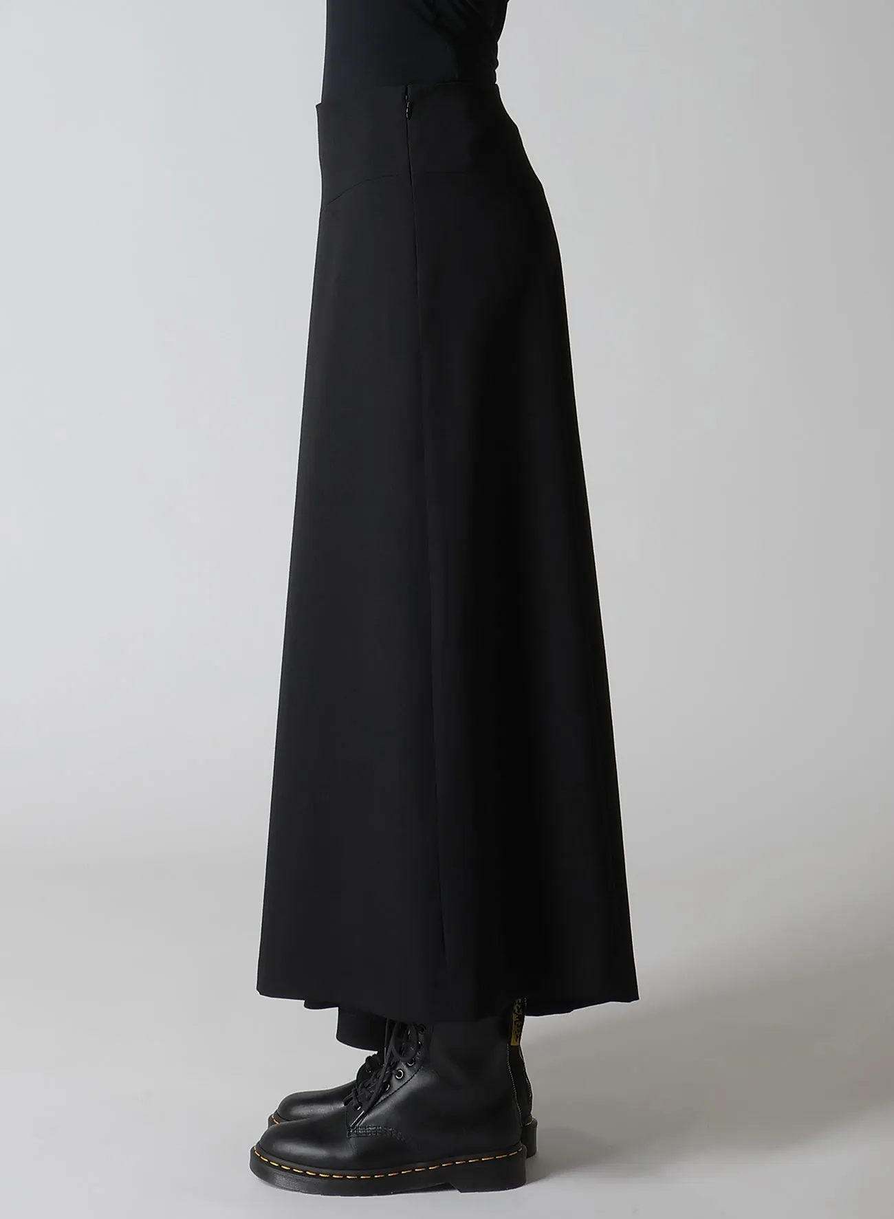 WOOL GABARDINE ASYMMETERIC FLARE SKIRT