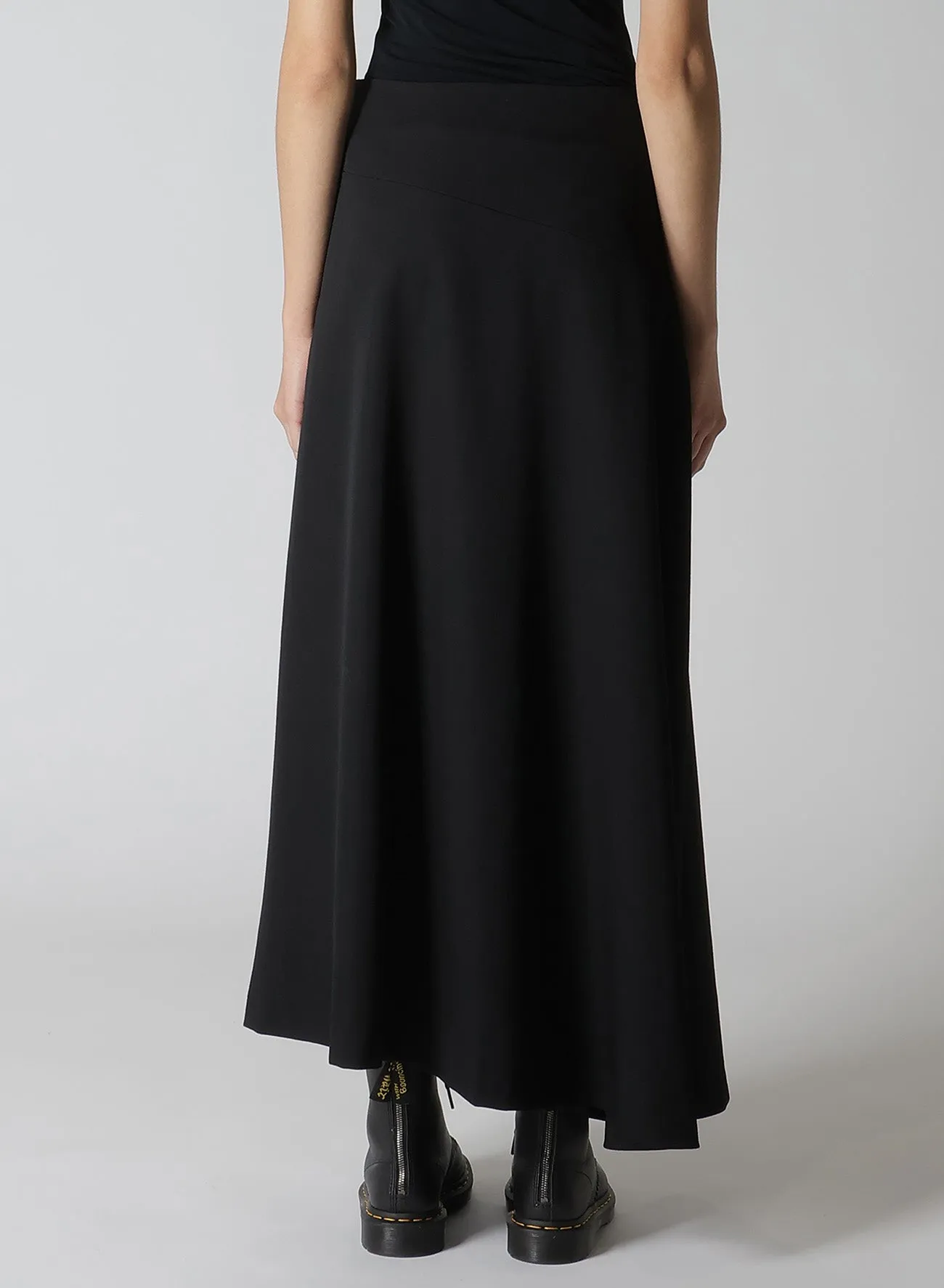 WOOL GABARDINE ASYMMETERIC FLARE SKIRT