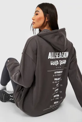 World Tour Slogan Back Print Oversized Hoodie