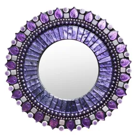 Zetamari Mosaic Artworks - 10 Circular Mirror (Purple Gleam)