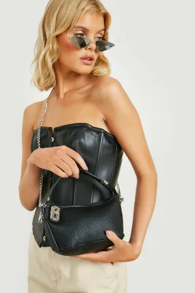 Zip And Lock Chain Shoulder Bag